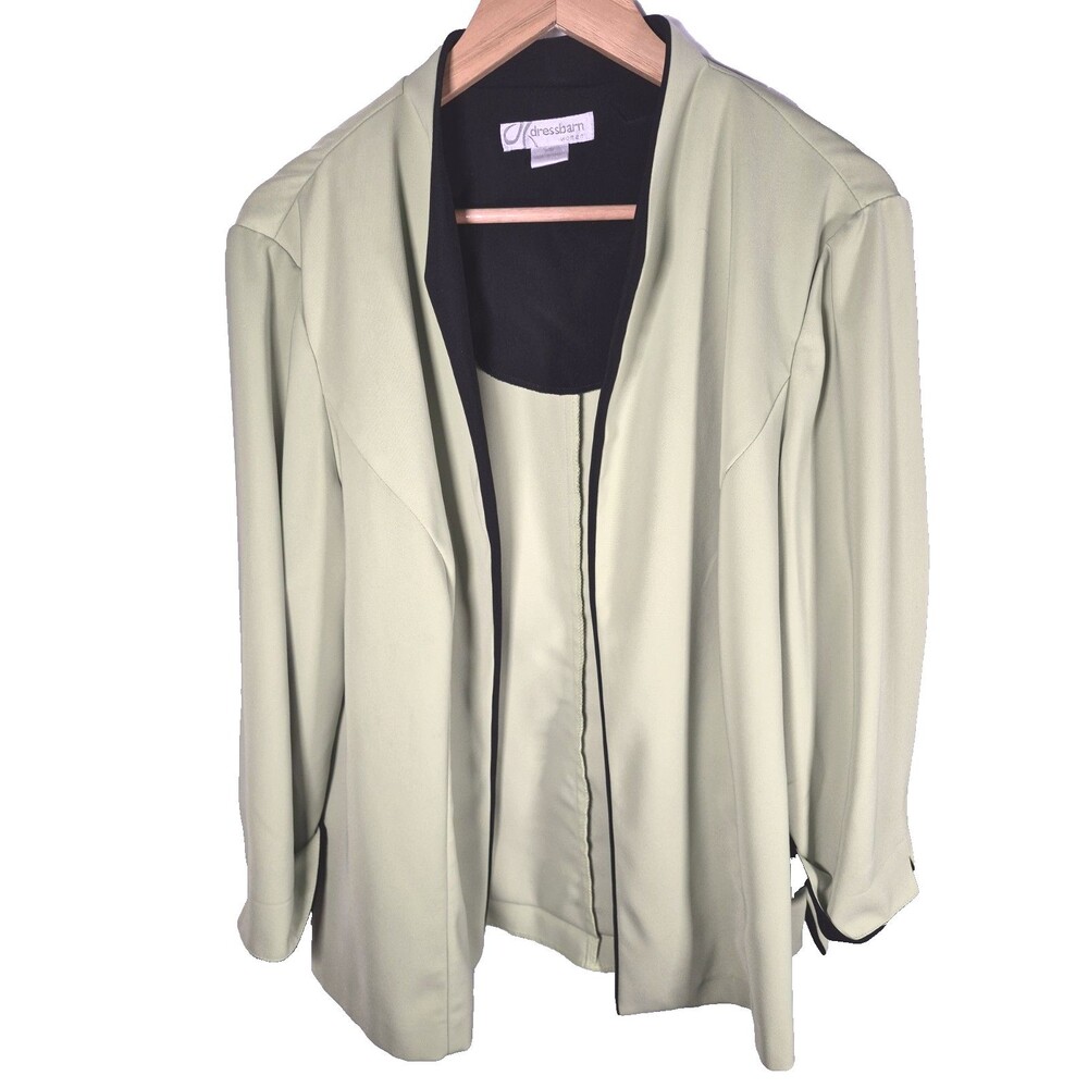 DRESSBARN SIZE 16 W MINT GREEN, WHITE AND BLACK DRESS JACKET AND SHELL SET